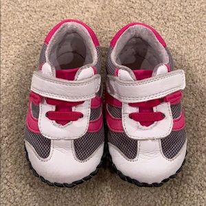 Barely worn first walker shoes with leather soles